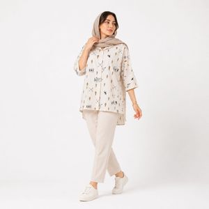 خرید اینترنتی قیمت تونیک زنانه لینن طرح ماشین
