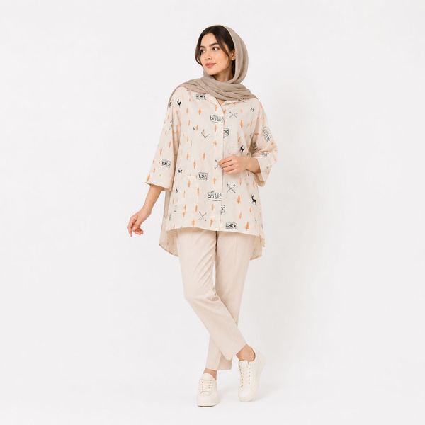 تونیک زنانه لینن طرح ماشین