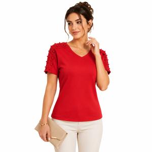 خرید اینترنتی قیمت بلوز زنانه مجلسی ترک گیپور دار جنس ویسکوز اورجینال