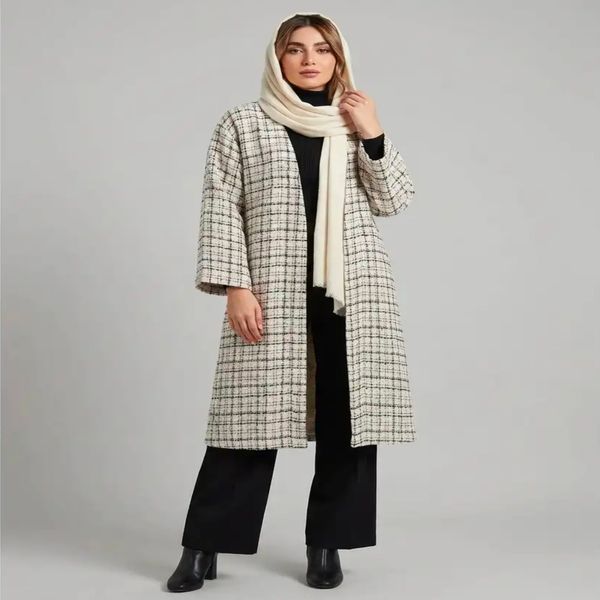 مانتو زنانه چهارخونه شانل ترک پاییزی