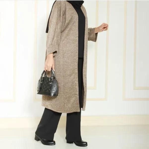 مانتو زنانه موهر بیسکویتی پاییزی