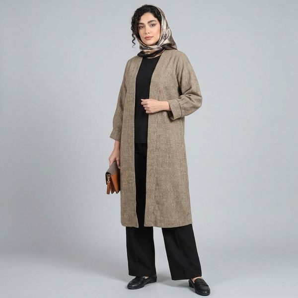 مانتو زنانه موهر بیسکویتی پاییزی