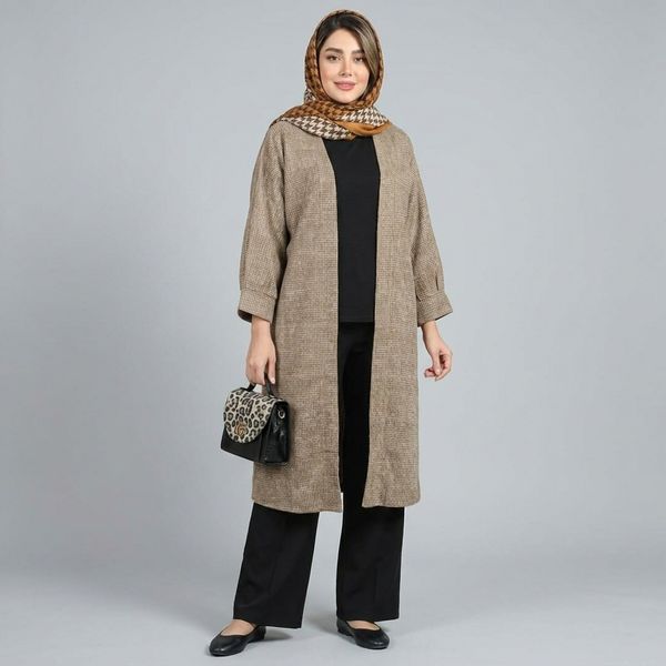 مانتو زنانه موهر بیسکویتی پاییزی