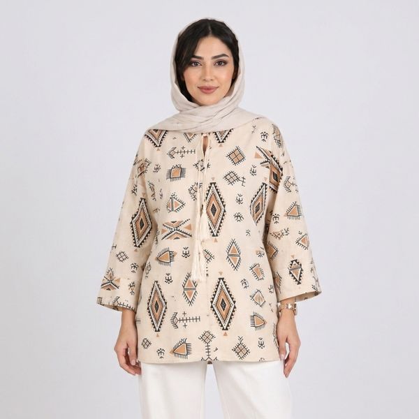 تونیک زنانه لینن منگوله دار