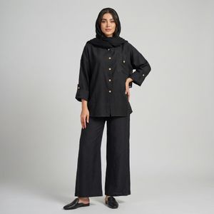 خرید اینترنتی قیمت ست مانتو و شلوار زنانه جیب دار بابوس درسا