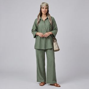 خرید اینترنتی قیمت ست مانتو و شلوار زنانه جیب دار بابوس درسا