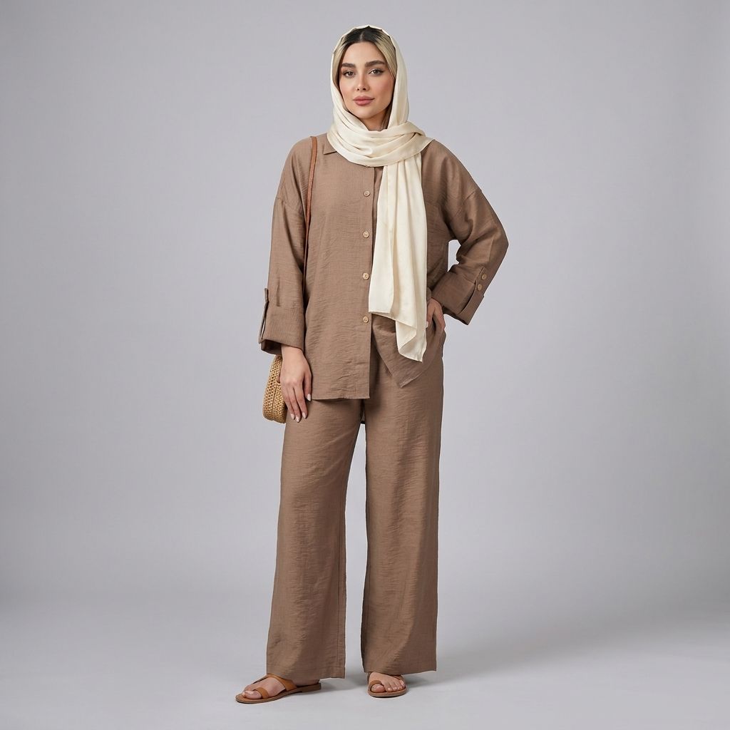 خرید اینترنتی قیمت ست مانتو و شلوار زنانه جیب دار بابوس درسا