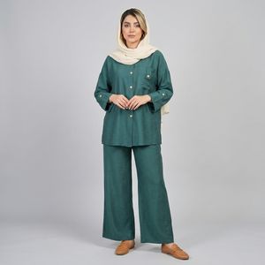 خرید اینترنتی قیمت ست مانتو و شلوار زنانه جیب دار بابوس درسا
