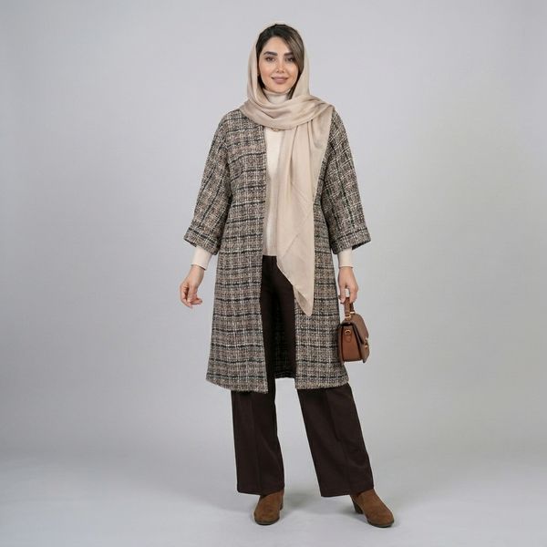 مانتو زنانه چهارخونه شانل ترک پاییزی