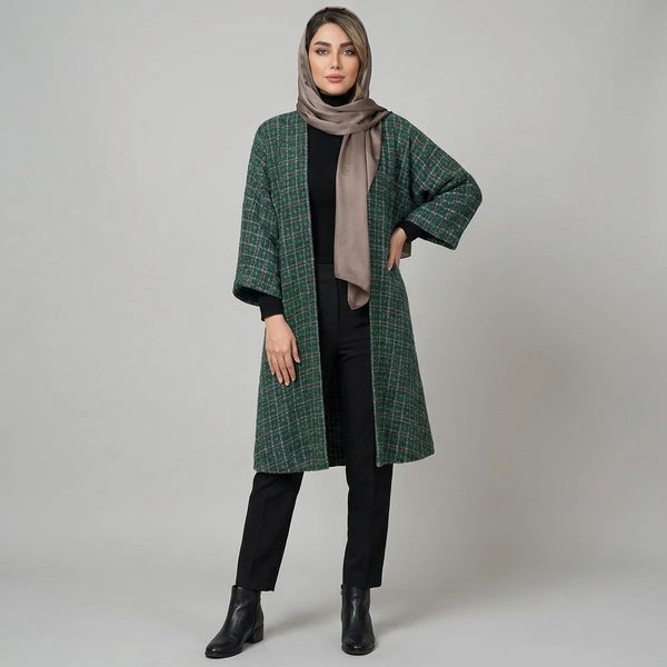 مانتو زنانه چهارخونه شانل ترک پاییزی