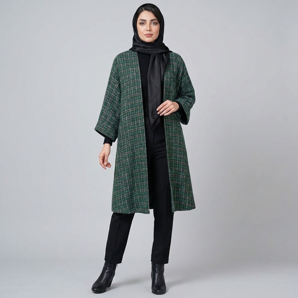 خرید اینترنتی قیمت مانتو زنانه چهارخونه شانل ترک پاییزی