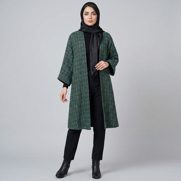 مانتو زنانه چهارخونه شانل ترک پاییزی