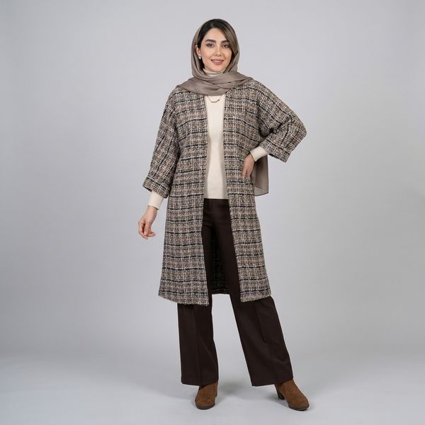 مانتو زنانه چهارخونه شانل ترک پاییزی