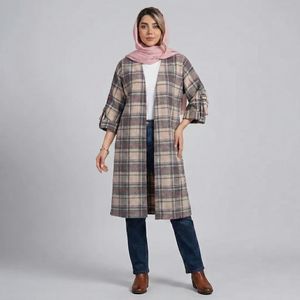 خرید اینترنتی قیمت مانتو اسپرت چهارخونه پشمی پاییزه