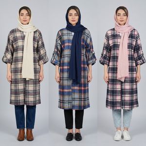 خرید اینترنتی قیمت مانتو اسپرت چهارخونه پشمی پاییزه