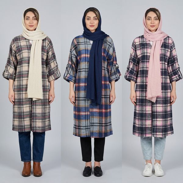 مانتو اسپرت چهارخونه پشمی پاییزه