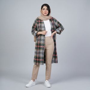 خرید اینترنتی قیمت مانتو اسپرت چهارخونه پشمی پاییزه