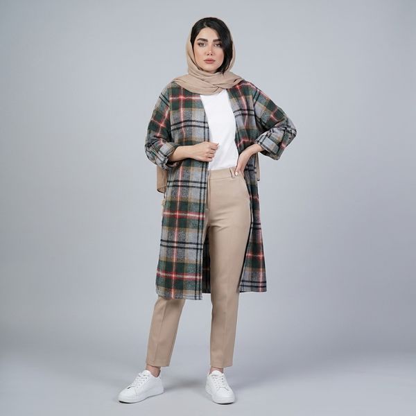 مانتو اسپرت چهارخونه پشمی پاییزه