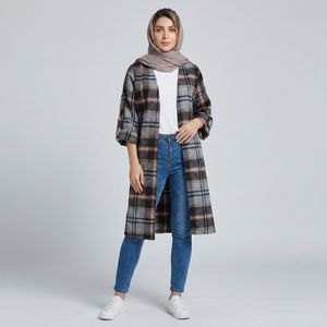 خرید اینترنتی قیمت مانتو اسپرت چهارخونه پشمی پاییزه