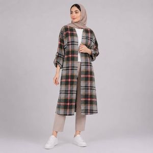 خرید اینترنتی قیمت مانتو اسپرت چهارخونه پشمی پاییزه