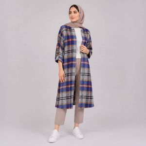خرید اینترنتی قیمت مانتو اسپرت چهارخونه پشمی پاییزه