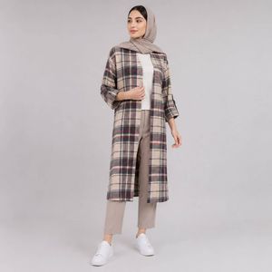 خرید اینترنتی قیمت مانتو اسپرت چهارخونه پشمی پاییزه