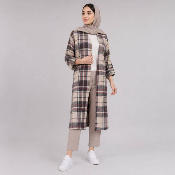 مانتو اسپرت چهارخونه پشمی پاییزه