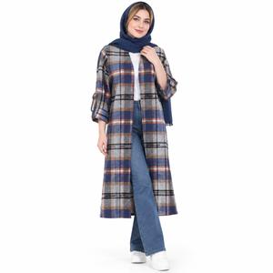 خرید اینترنتی قیمت مانتو اسپرت چهارخونه پشمی پاییزه