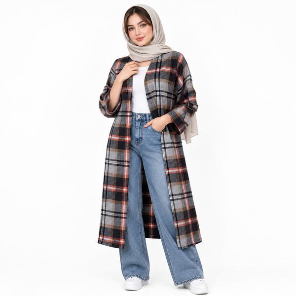 مانتو اسپرت چهارخونه پشمی پاییزه
