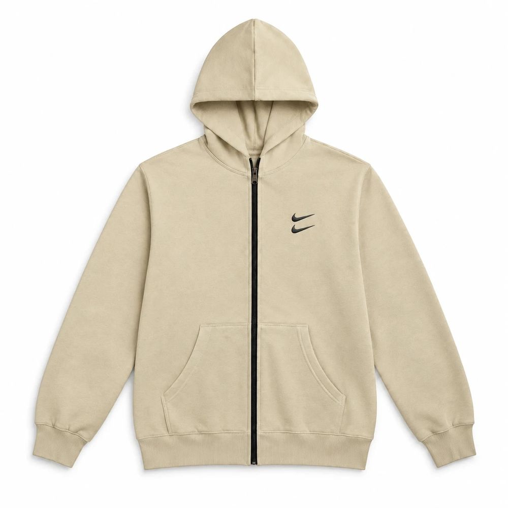 فروش اینترنتی سوئیشرت دورس کلاهدار مردانه نایکی مدل Double Nikeکرم