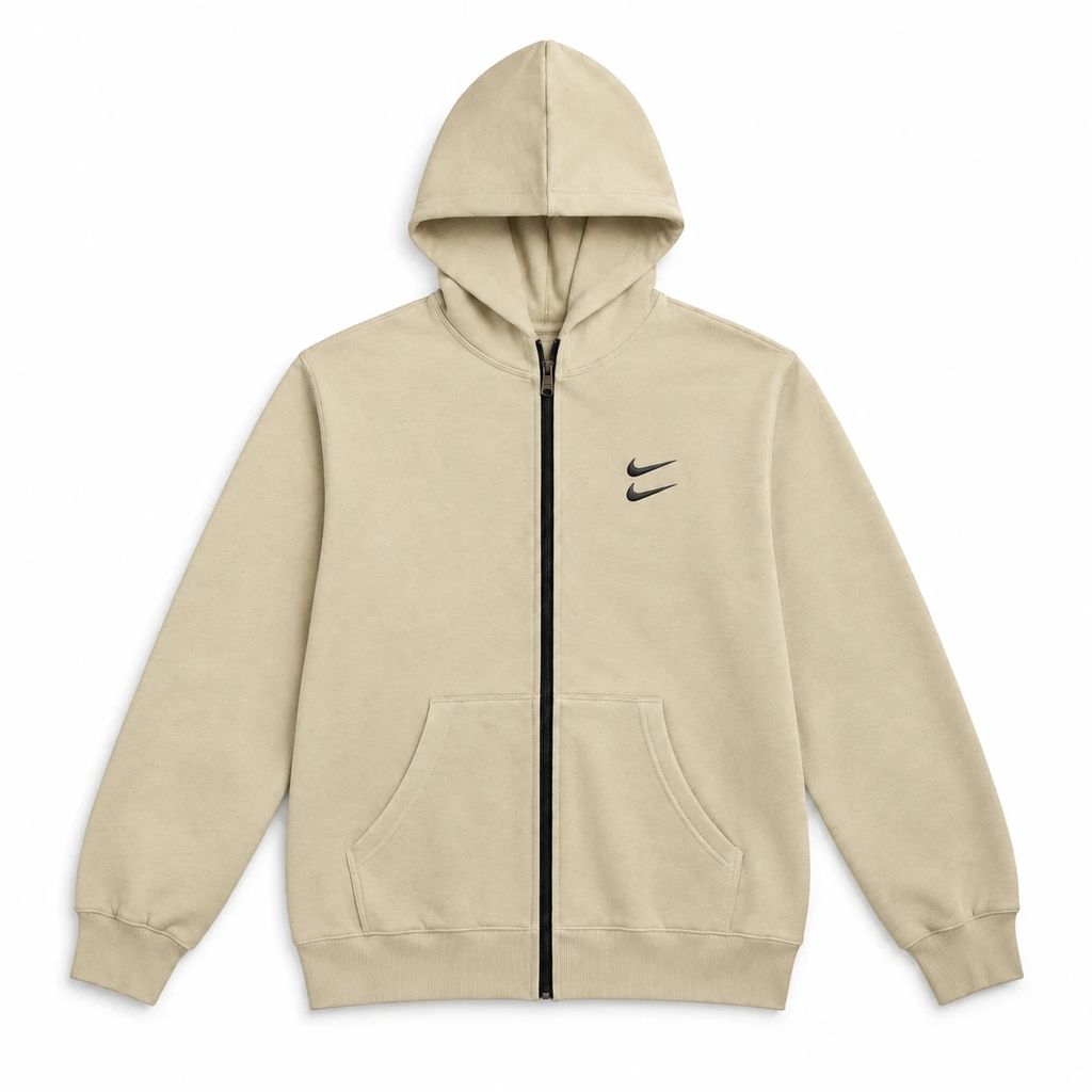 فروش اینترنتی سوئیشرت دورس کلاهدار مردانه نایکی مدل Double Nikeکرم