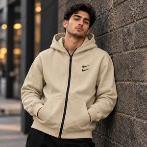 قیمت سوئیشرت دورس کلاهدار مردانه نایکی مدل Double Nikeکرم