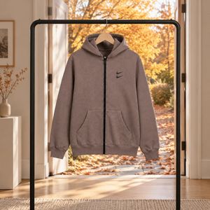 خرید اینترنتی سوئیشرت دورس کلاهدار مردانه نایکی مدل Double Nikeخاکی