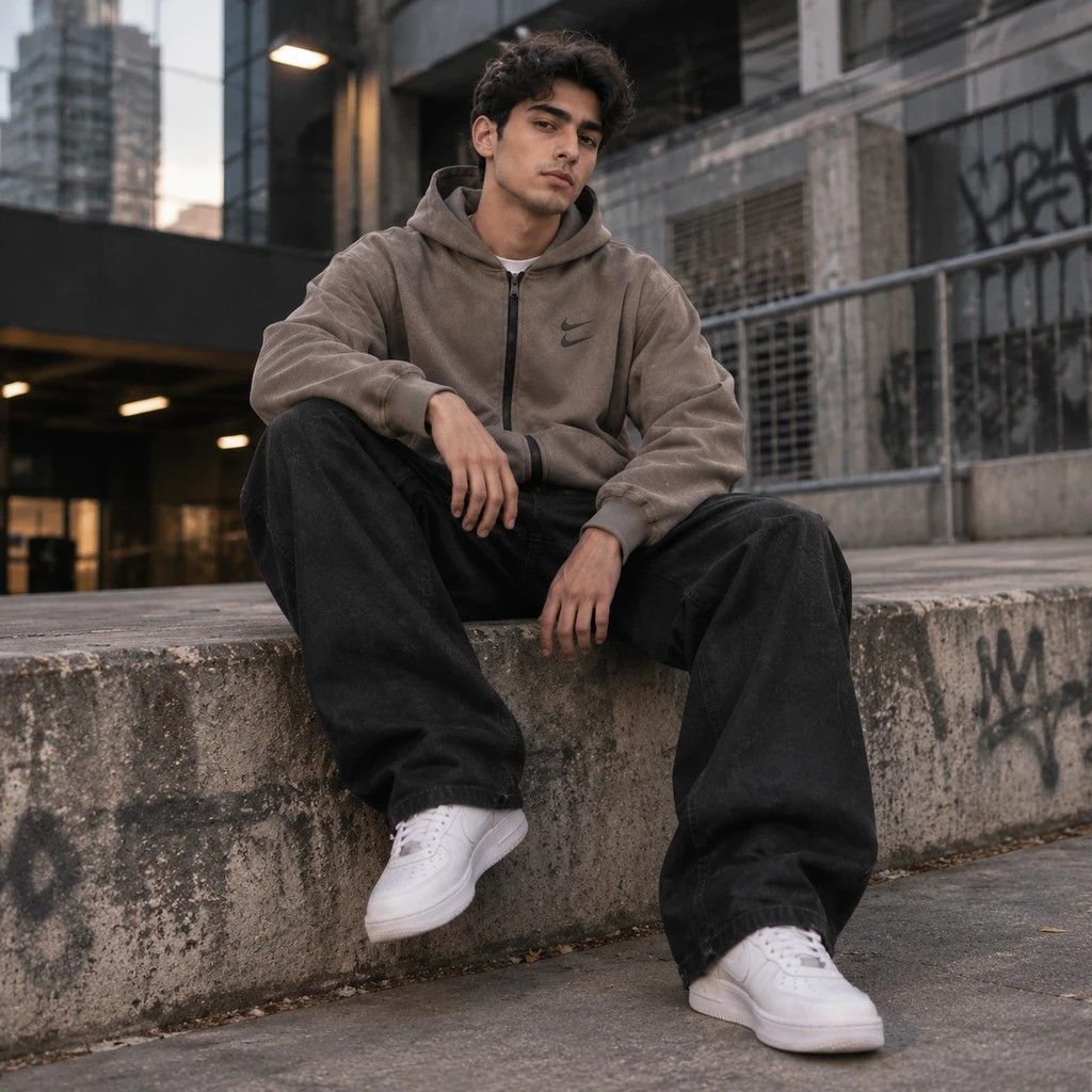 مشخصات سوئیشرت دورس کلاهدار مردانه نایکی مدل Double Nikeخاکی
