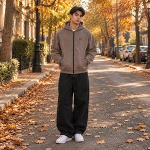 قیمت ارزان سوئیشرت دورس کلاهدار مردانه نایکی مدل Double Nikeخاکی