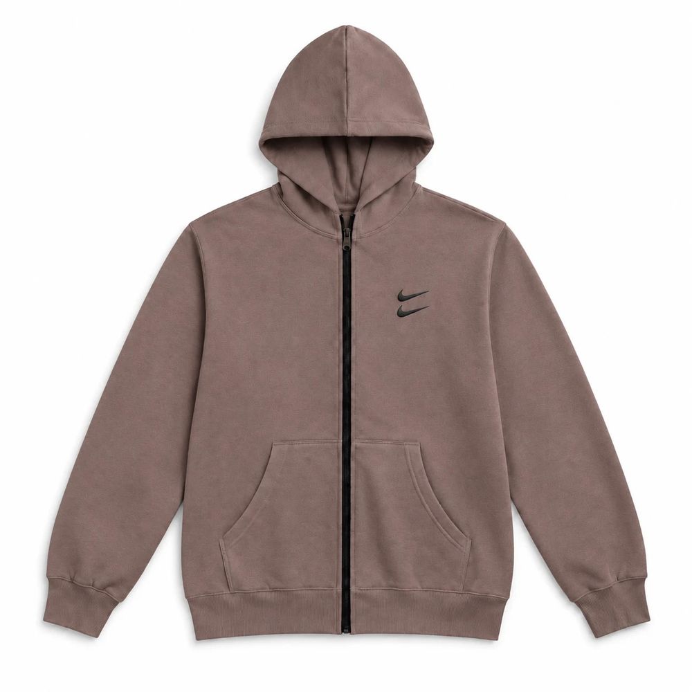 خرید اینترنتی سوئیشرت دورس کلاهدار مردانه نایکی مدل Double Nikeخاکی
