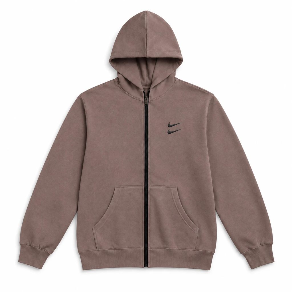 خرید اینترنتی سوئیشرت دورس کلاهدار مردانه نایکی مدل Double Nikeخاکی
