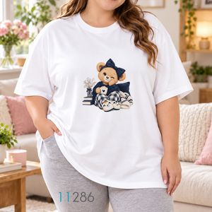 تیشرت اورسایز سفید طرح خرس عروسکی