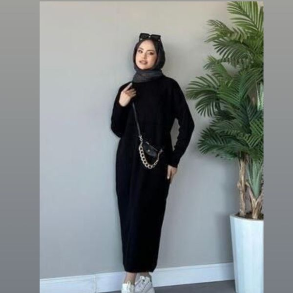 ماکسی زنانه طرح یقه اسکی بافت