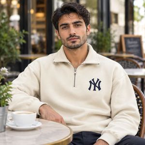 دورس نیم زیپ مردانه مدل NYکرم
