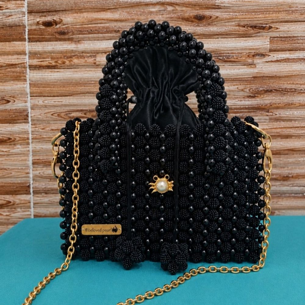 خرید آنلاین کیف تمشکی مرواریدی مشکی