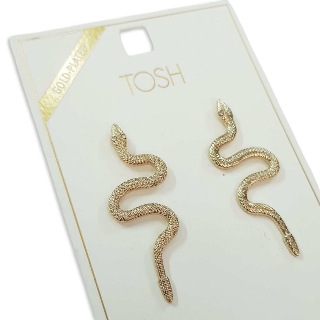 مشخصات گوشواره آبکاری طلا طرح مار ، برند TOSH آلمان