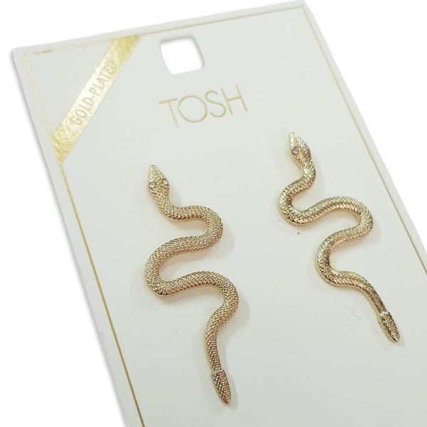 گوشواره آبکاری طلا طرح مار ، برند TOSH آلمان