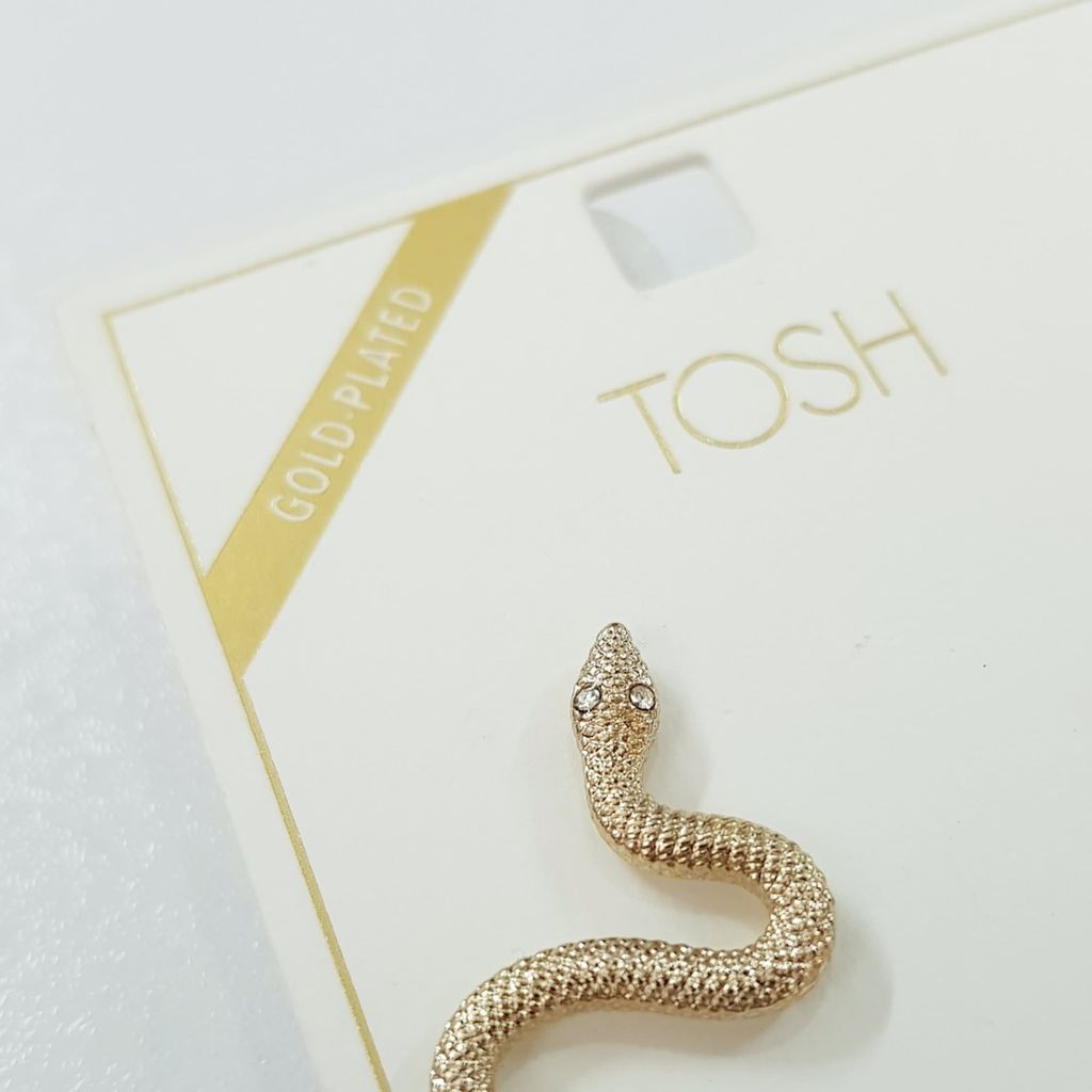 قیمت ارزان گوشواره آبکاری طلا طرح مار ، برند TOSH آلمان