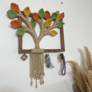 جاکلیدی چوبی مکرومه طرح پاییزی