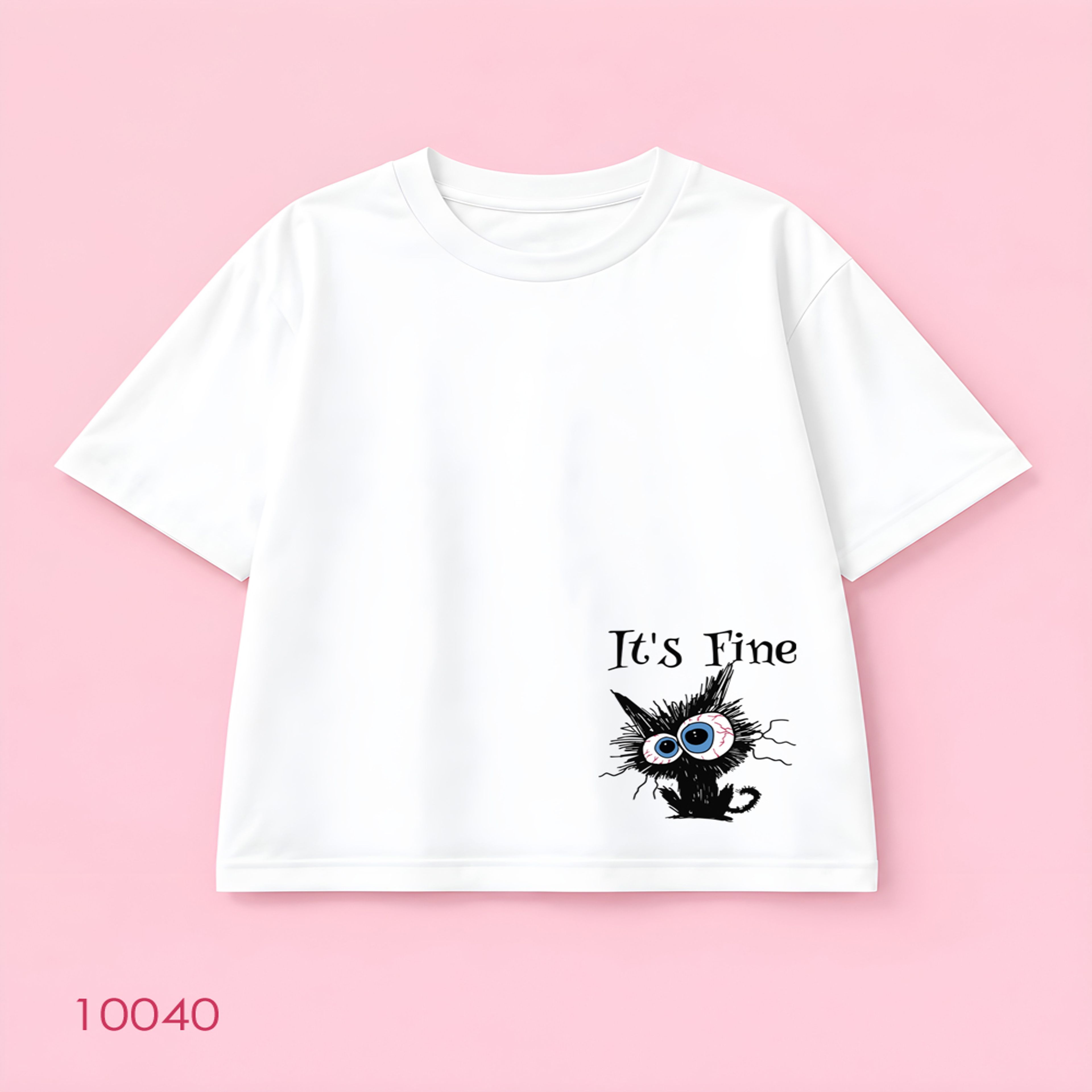 خرید اینترنتی قیمت تیشرت سایز بزرگ سفید طرح گربه کلافه It’s Fine