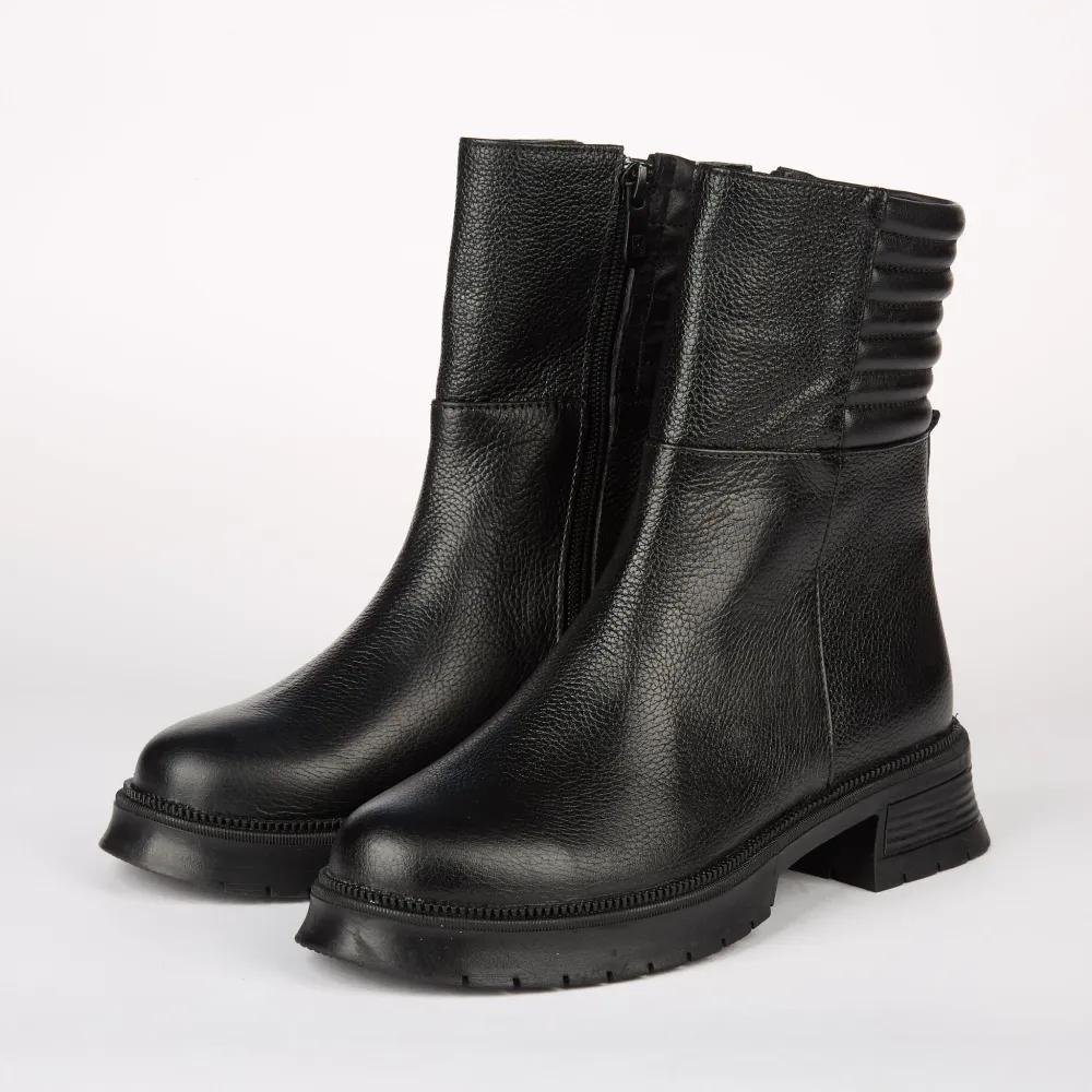 خرید اینترنتی قیمت نیم بوت زیپ دار زنانه چرم طبیعی