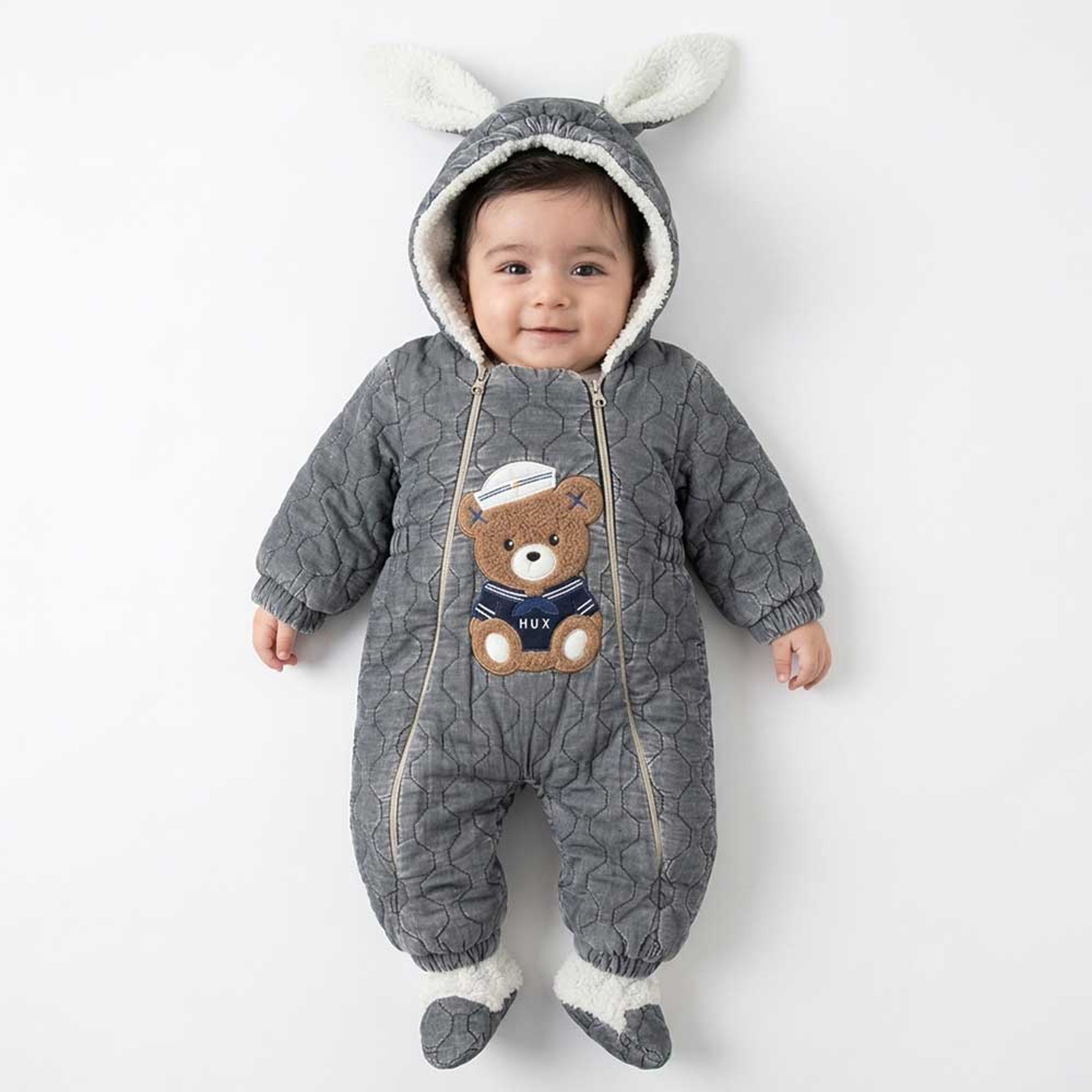 خرید اینترنتی قیمت سرهمی کاپشنی نوزادی تدی ملوان زغالی کد 11981