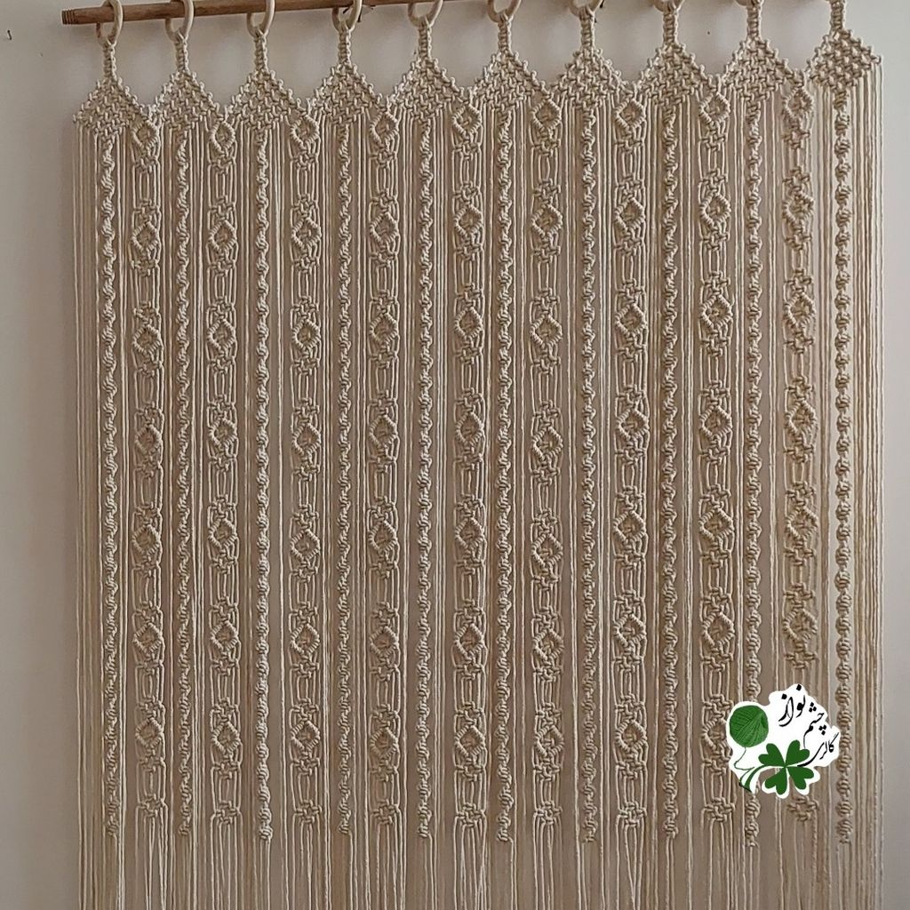خرید اینترنتی پرده ی مکرومه بافی طرح چشم نواز