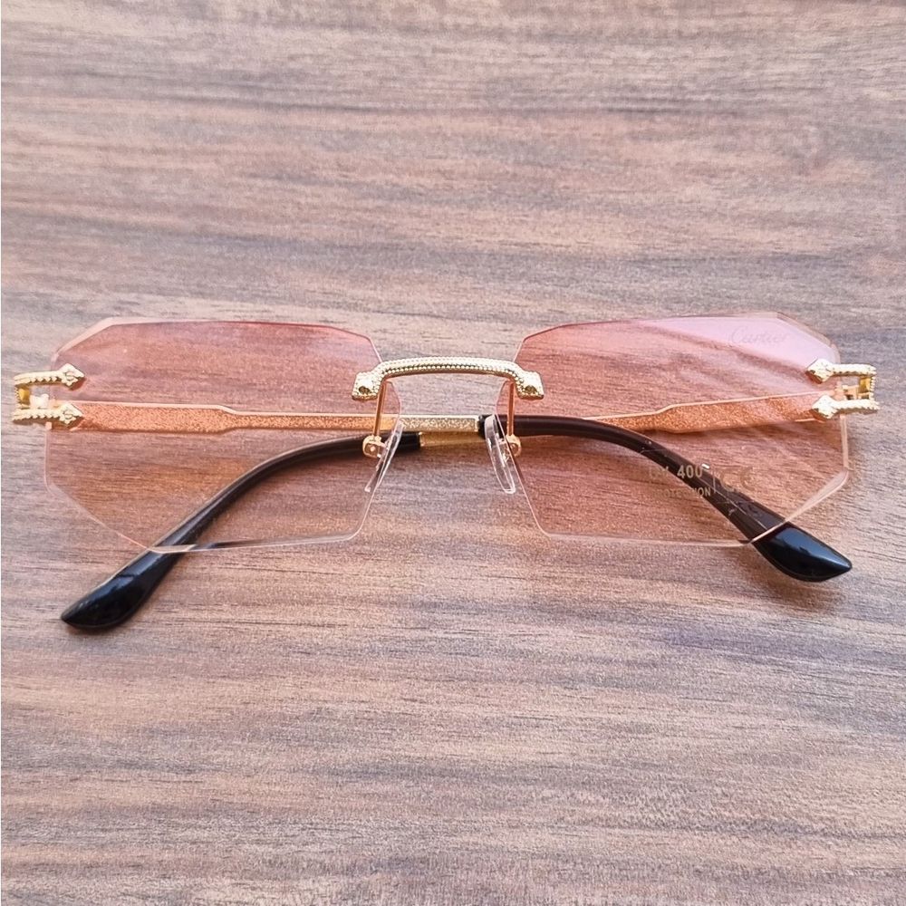 فروش اینترنتی عینک شب مدل کارتیر هندسی و لوکس زنانه و مردانه صورتی